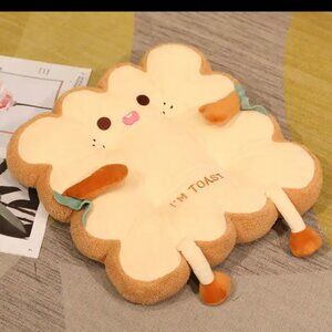 Cute Toast Shaped Pillow - Cream and Brown